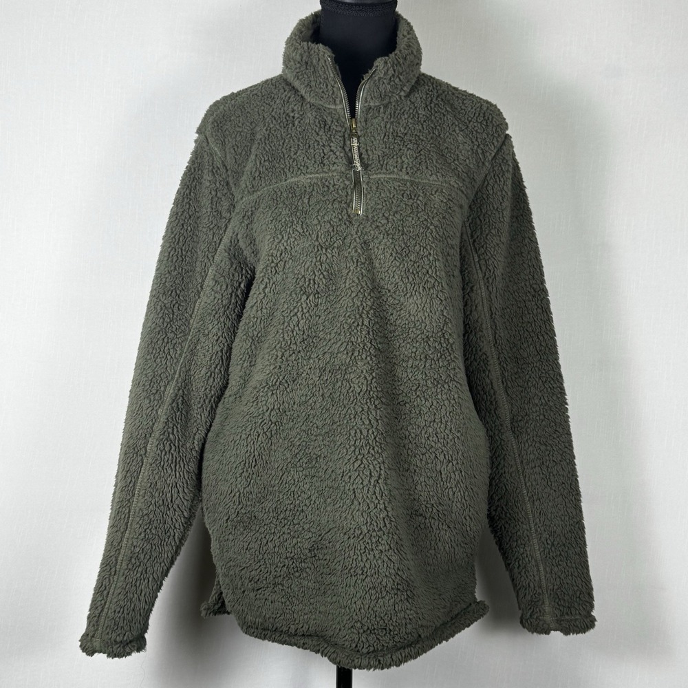 Mens Alpine Sherpa 1/4 Zip Hiking Sweater Olive Green‎ Outdoor Pullover Size S
